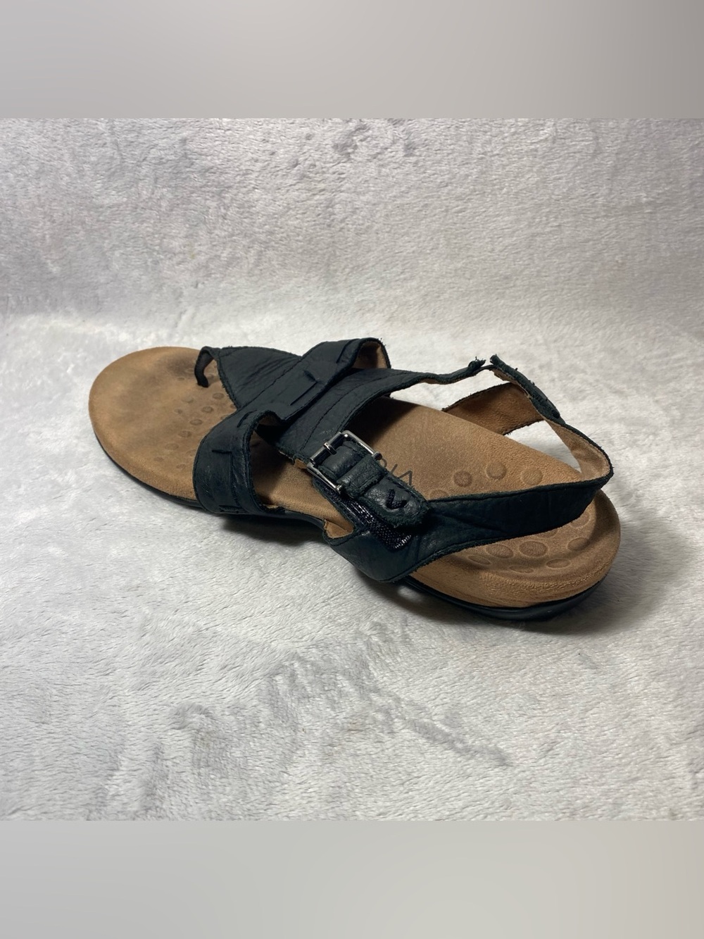 Vionic Women’s Lupe Leather Slingback Buckle Thong Sandals Black Size 9.5